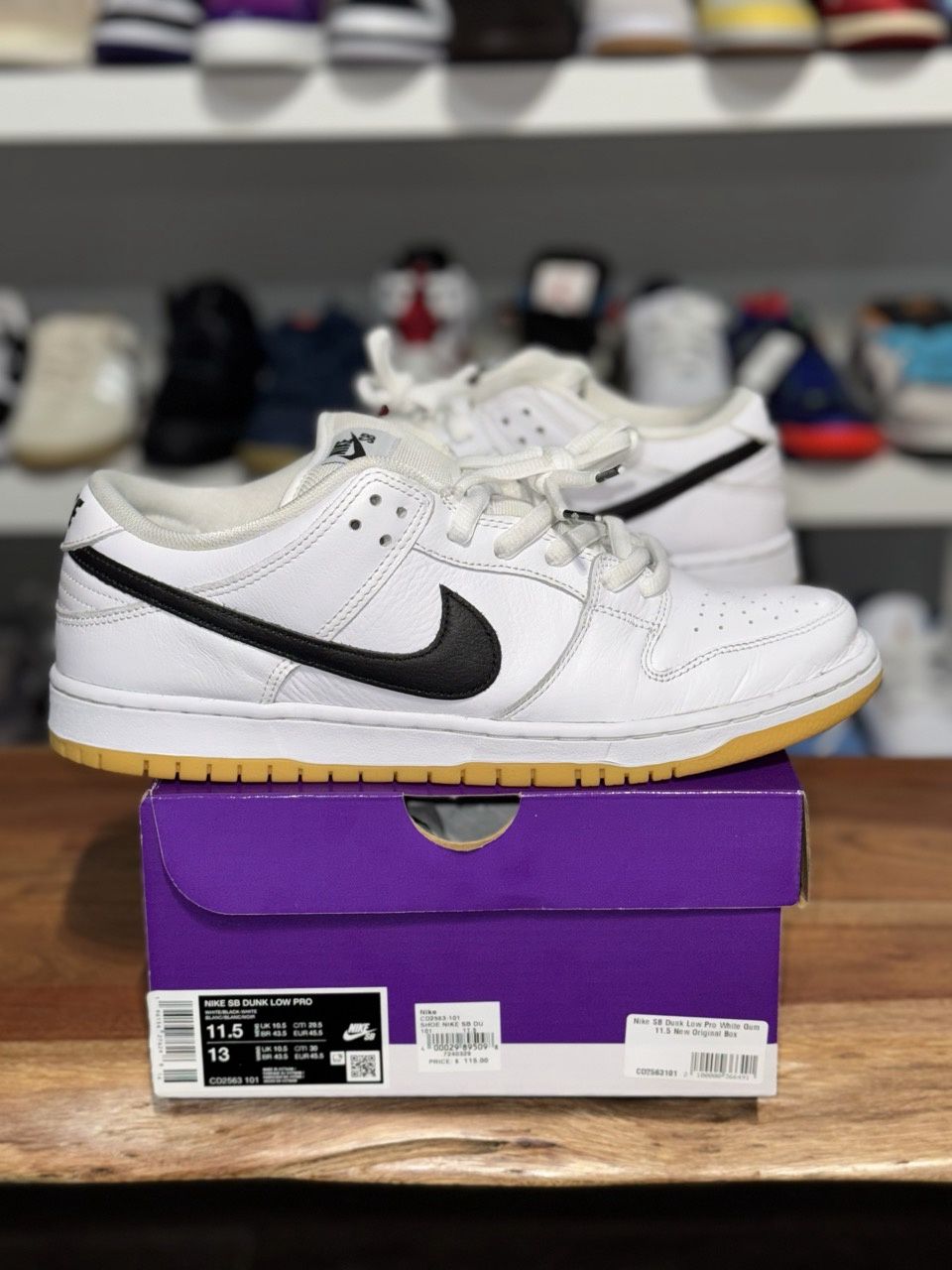 Nike Sb Dunk Low Pro White Gum  • Pre-Owned, Shoe Size: US M 11.5, Product Condition: Pre-Owned
