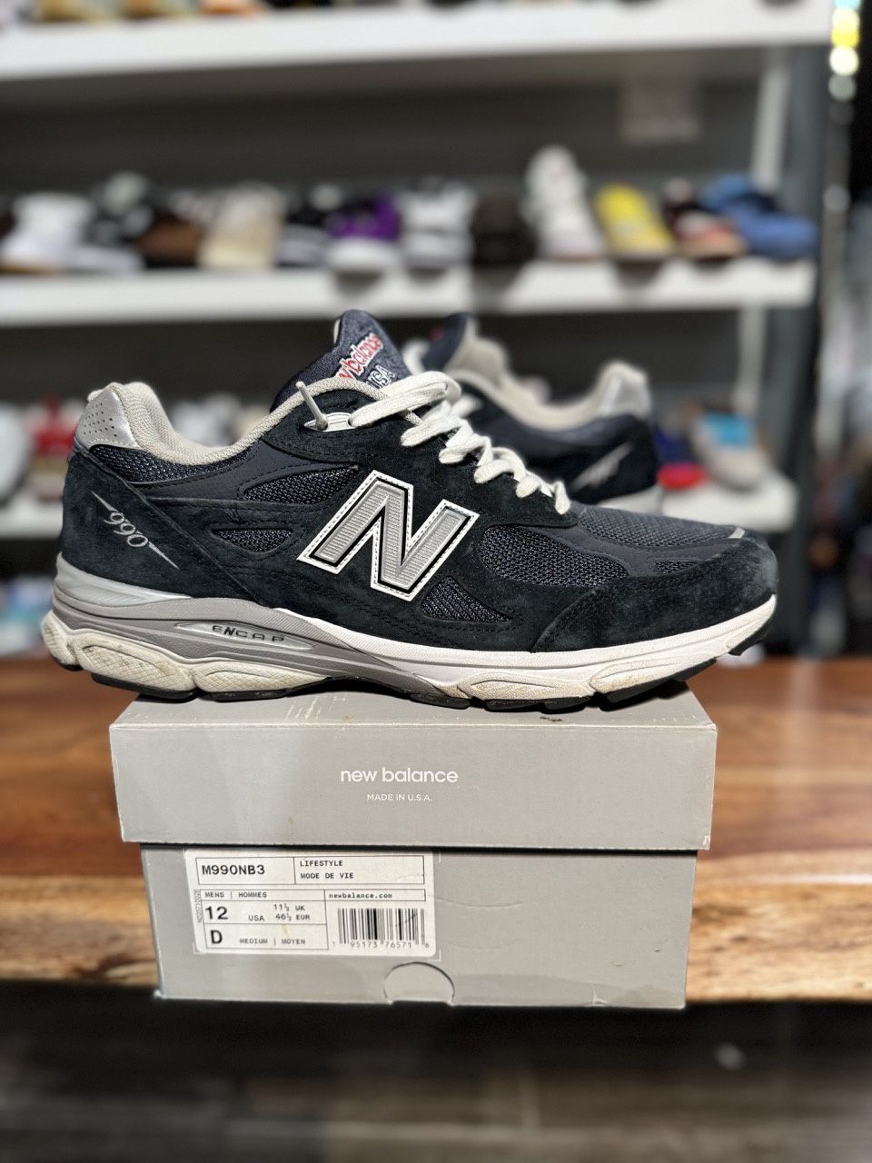 New Balance 990v3 MiUSA Navy Denim - Pre-Owned, Shoe Size: US M 8, Product Condition: Pre-Owned