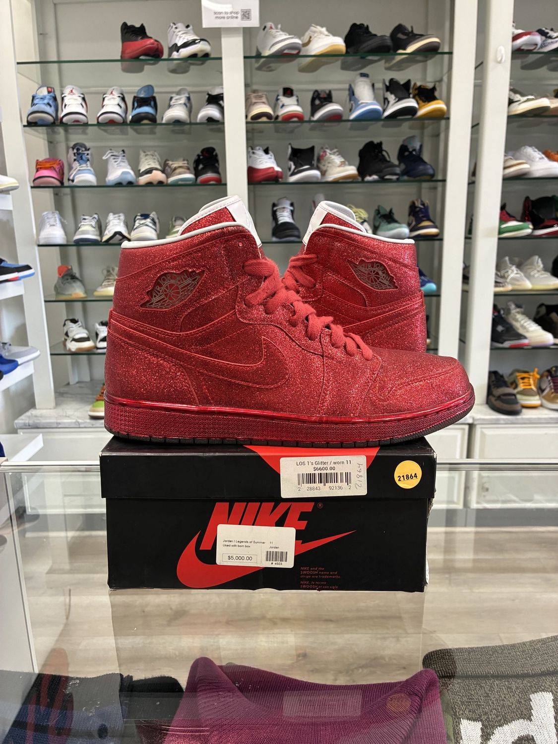 Jordan 1 Retro Legends of Summer Red Glitter • Pre-Owned, Shoe Size: US M 11, Product Condition: Pre-Owned