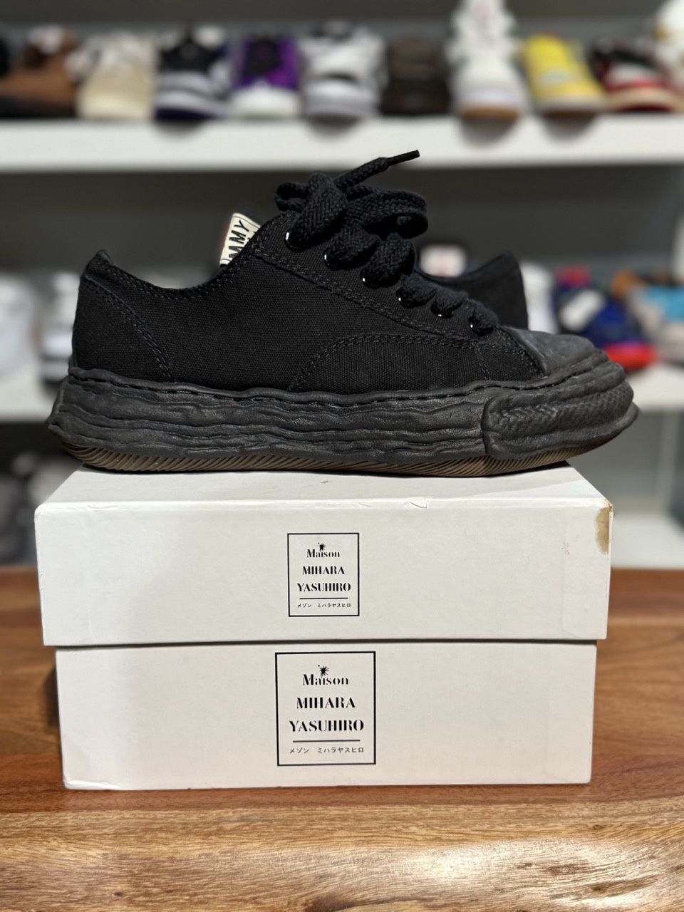 Maison Mihara Yasuhiro Hank OG Sole Canvas Low Black Black - Pre-Owned, Shoe Size: US M 7, Product Condition: Pre-Owned
