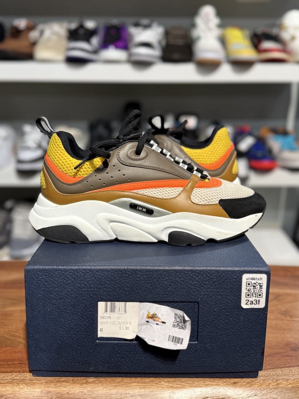 Dior B22 Yellow White Ebony Camel - Pre-Owned, Shoe Size: US M 10, Product Condition: Pre-Owned