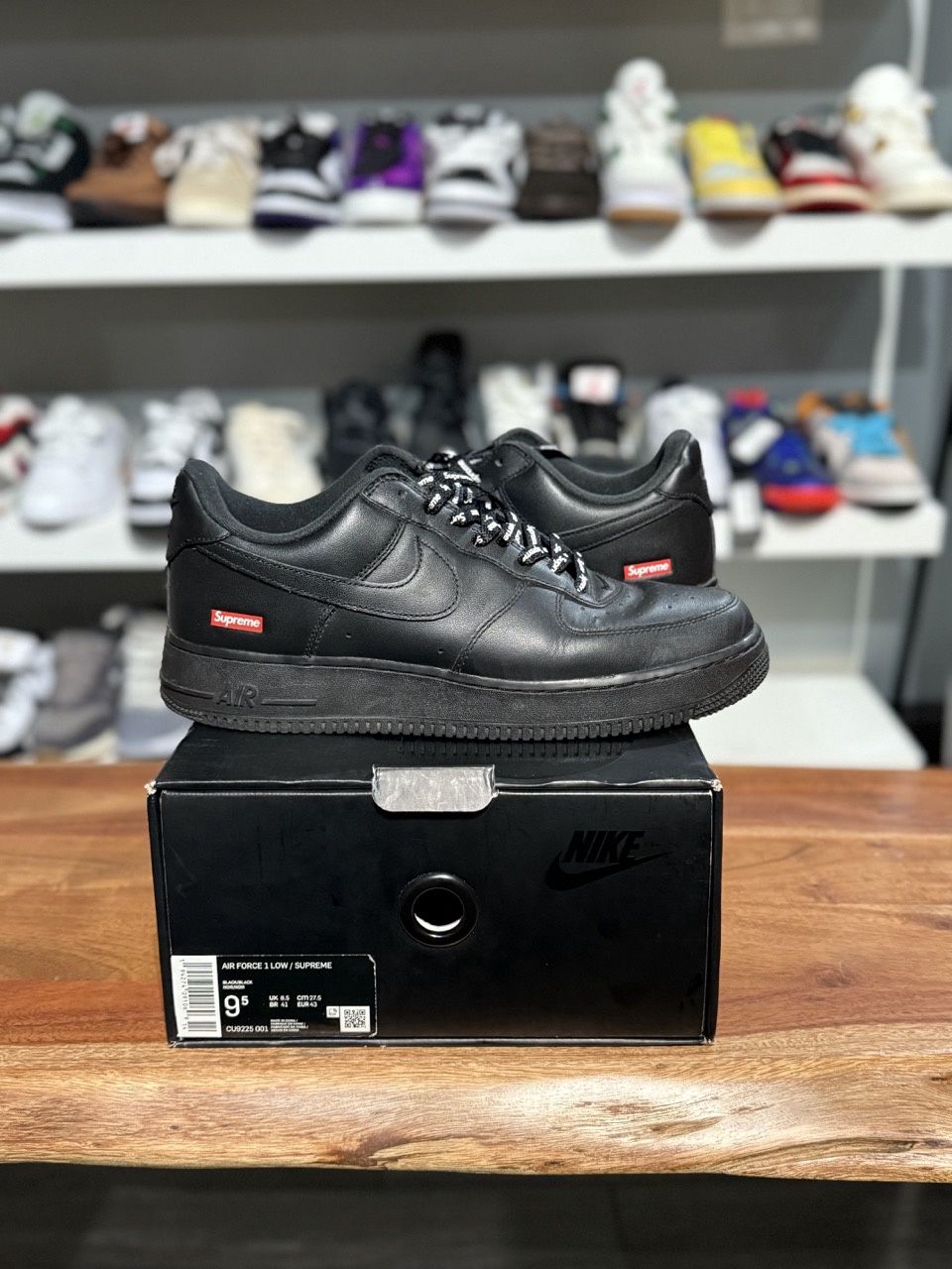 Nike Air Force 1 Low Supreme Black - Pre-Owned, Shoe Size: US M 9.5, Product Condition: Pre-Owned