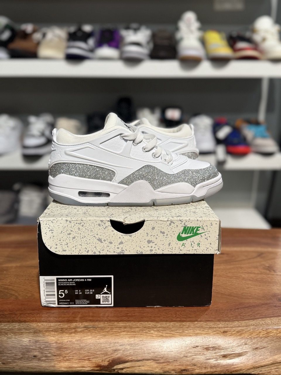 Jordan 4 RM White Metallic Silver (W) - Pre-Owned, Shoe Size: US W 5.5, Product Condition: Pre-Owned