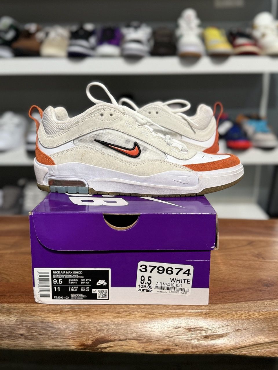Nike SB Air Max Ishod Wair White Orange Gum - Pre-Owned, Shoe Size: US M 9.5, Product Condition: Pre-Owned