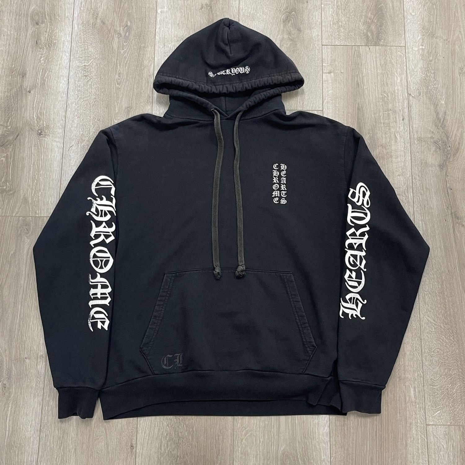 Chrome Hearts - Black Vertical Logo Hoodie • Pre-Owned, Clothing Size: L, Product Condition: Pre-Owned