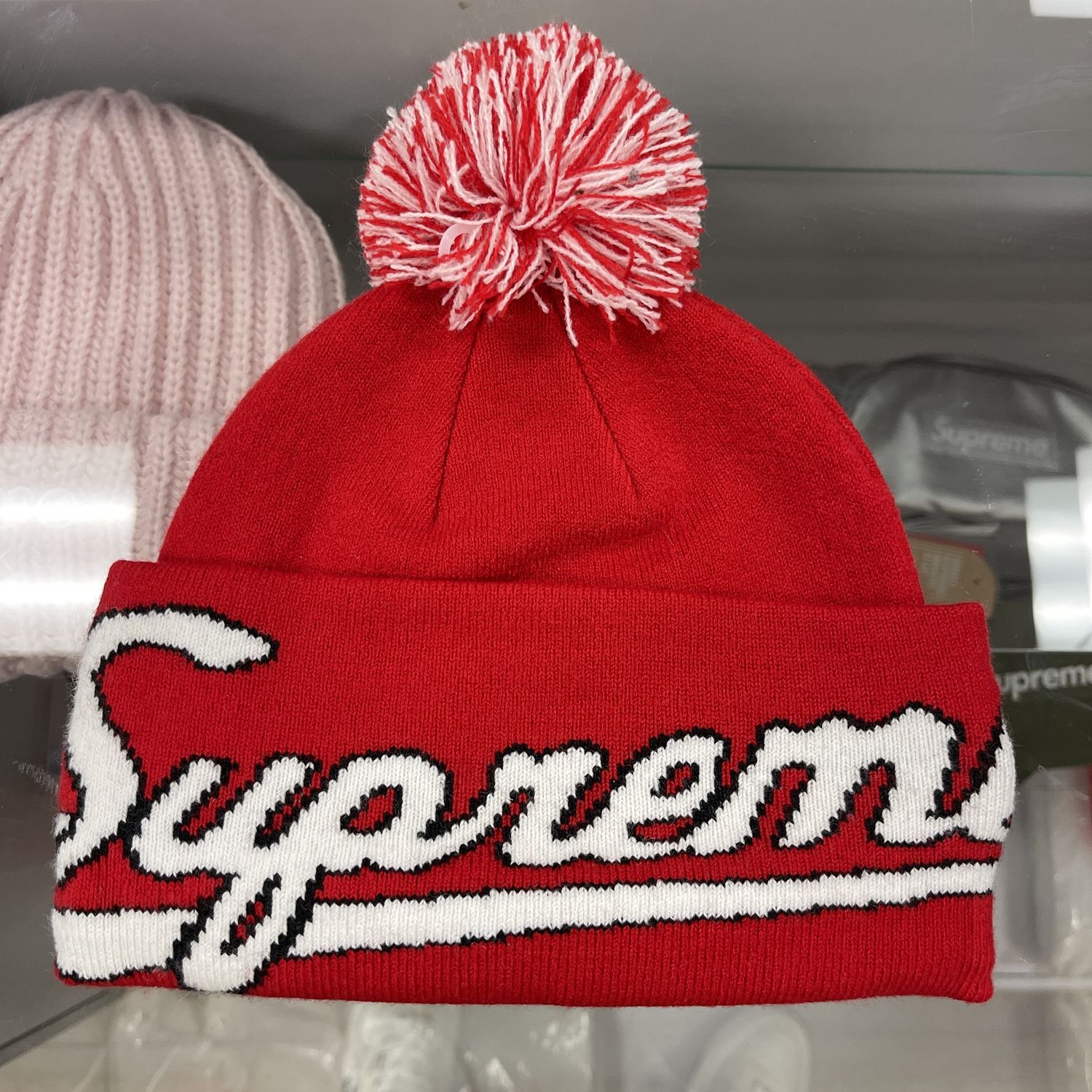 Supreme New Era Script Cuff Beanie Red - New