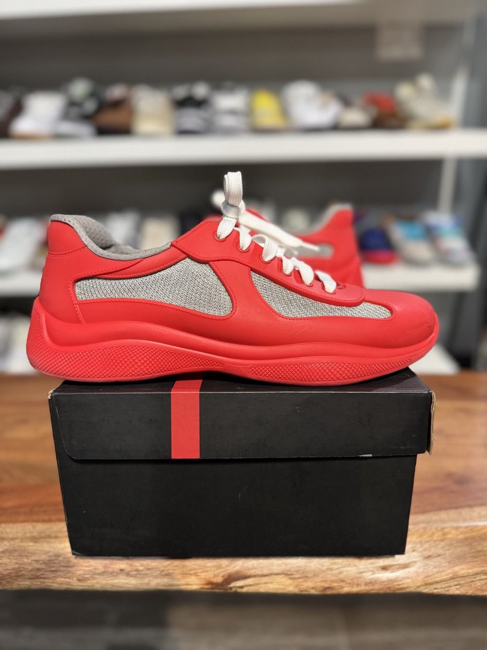 Prada America&#39;s Cup Red, Product Condition: Pre-Owned, Shoe Size: US M 10