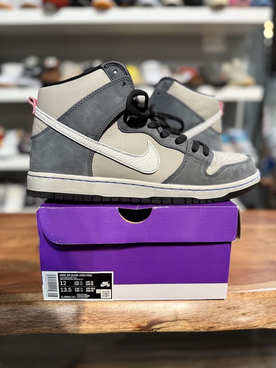 Nike SB Dunk High Pro Medium Grey Pink - Pre-Owned, Shoe Size: US M 12, Product Condition: Pre-Owned
