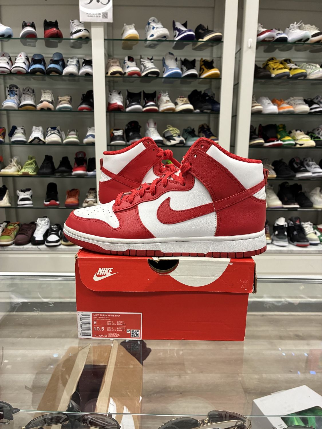 Nike Dunk High Championship White Red, Shoe Size: US M 9, Product Condition: Pre-Owned