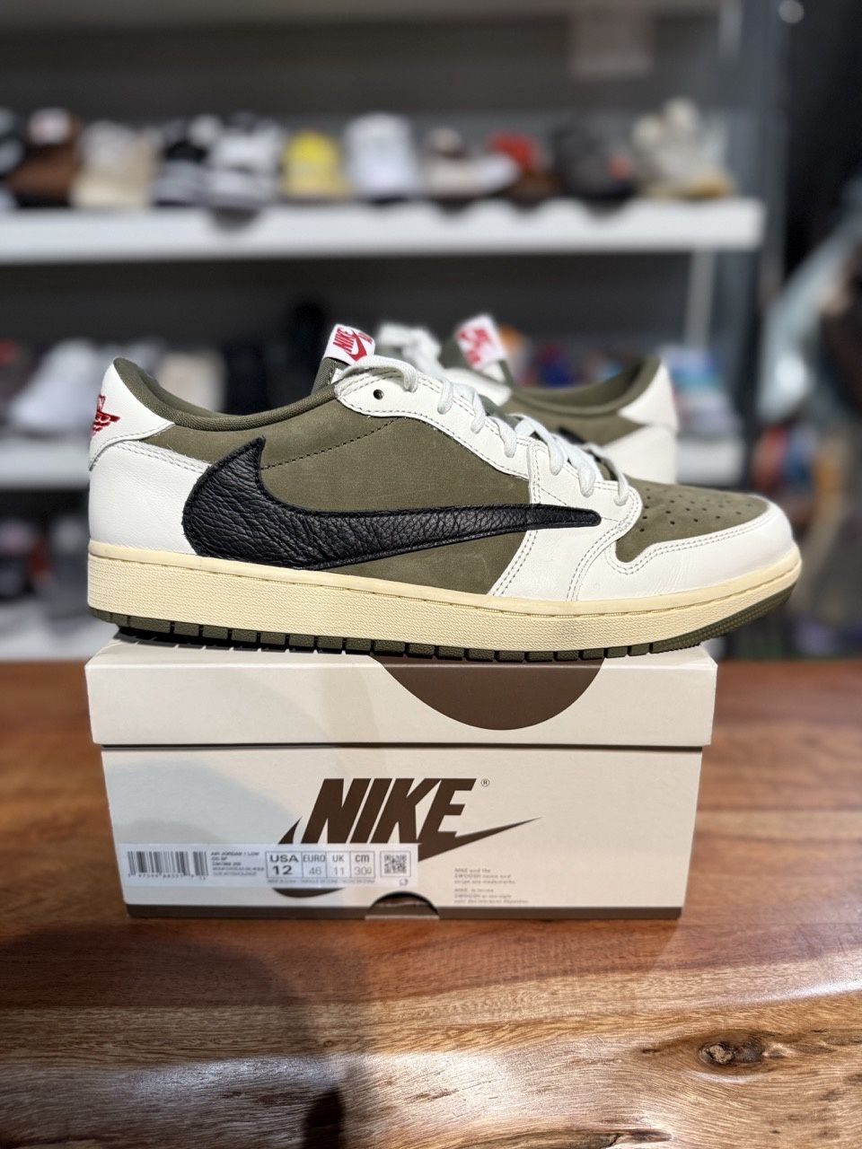 Jordan 1 Retro Low Og Sp Travis Scott Medium Olive • Pre-Owned, Shoe Size: US M 12, Product Condition: Pre-Owned