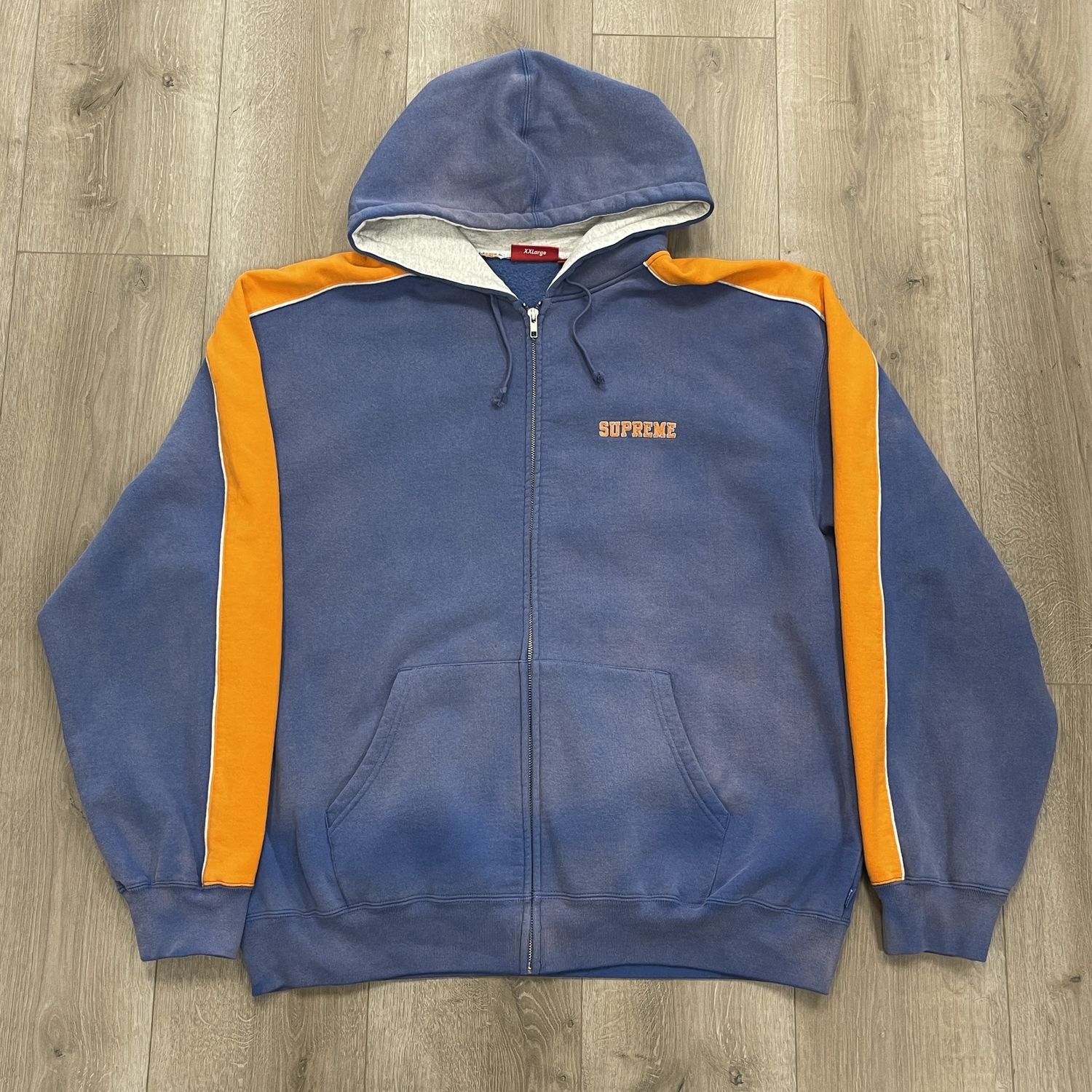 Supreme State Zip Up Hooded Sweatshirt Washed Royal • Pre-Owned