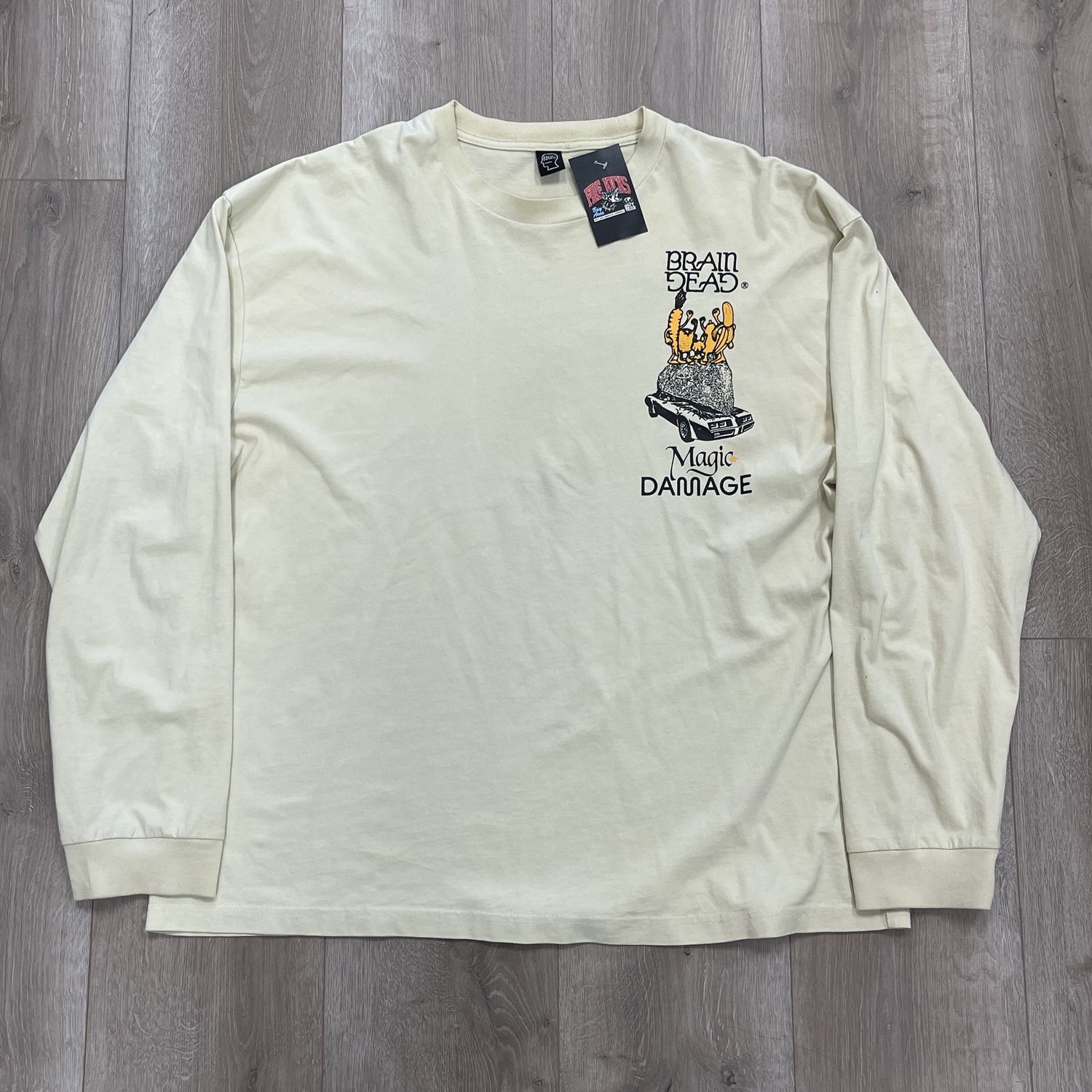 Brain Dead Magic Damage Long-Sleeve T-Shirt &#39;Grey&#39; • Pre-Owned