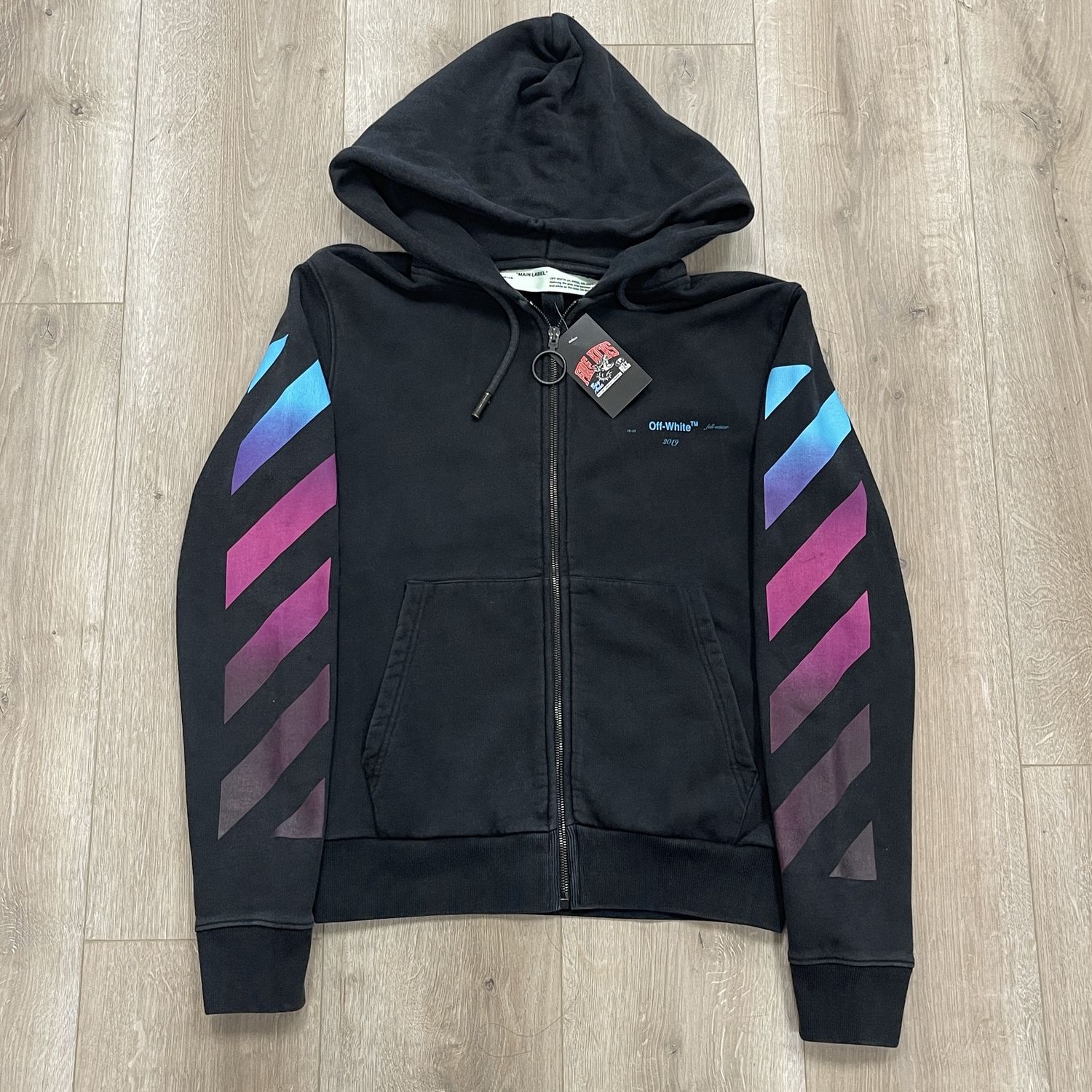 Off-White Multicolor Gradient Arrow Zip Hoodie • Pre-Owned