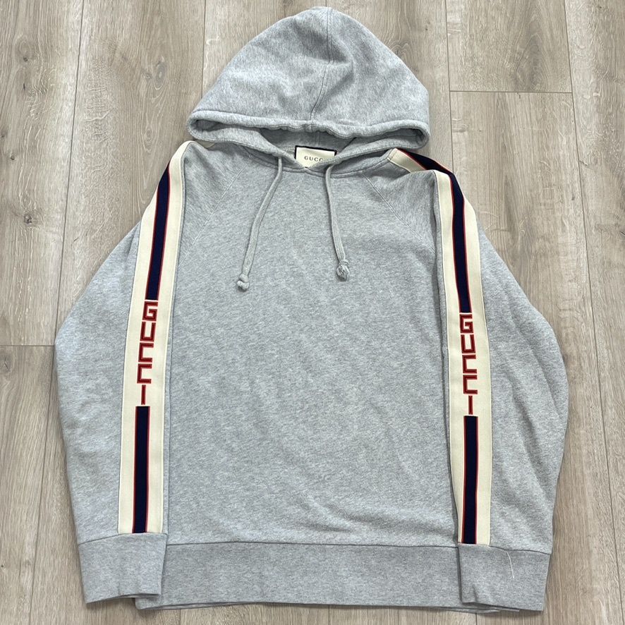Gucci Web Accent Crew Neck Hoodie size Large Pre Owned