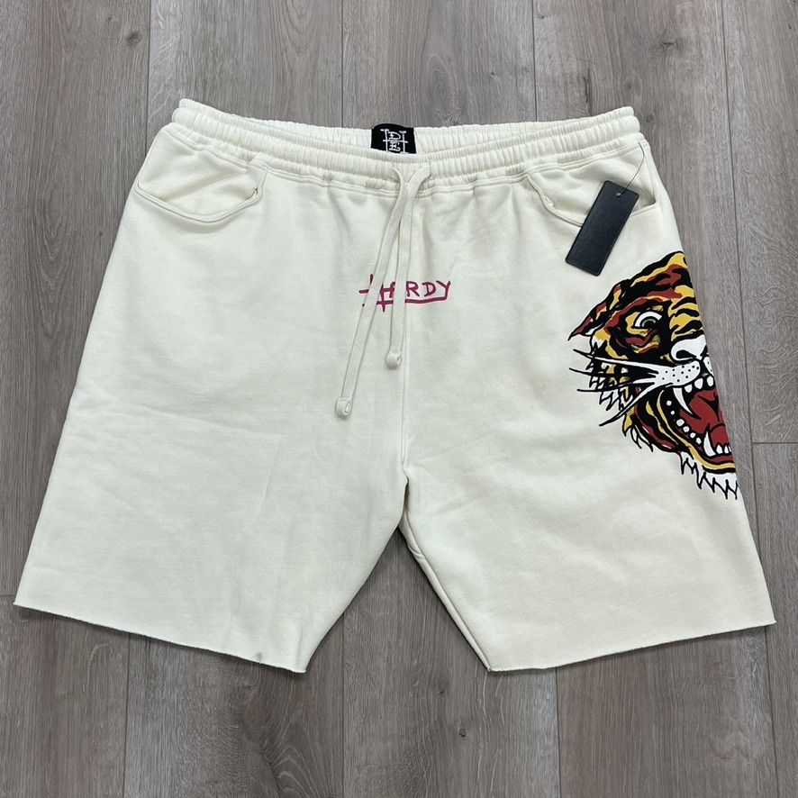Ed Hardy Retro Tiger Fleece Shorts size XL Pre-Owned