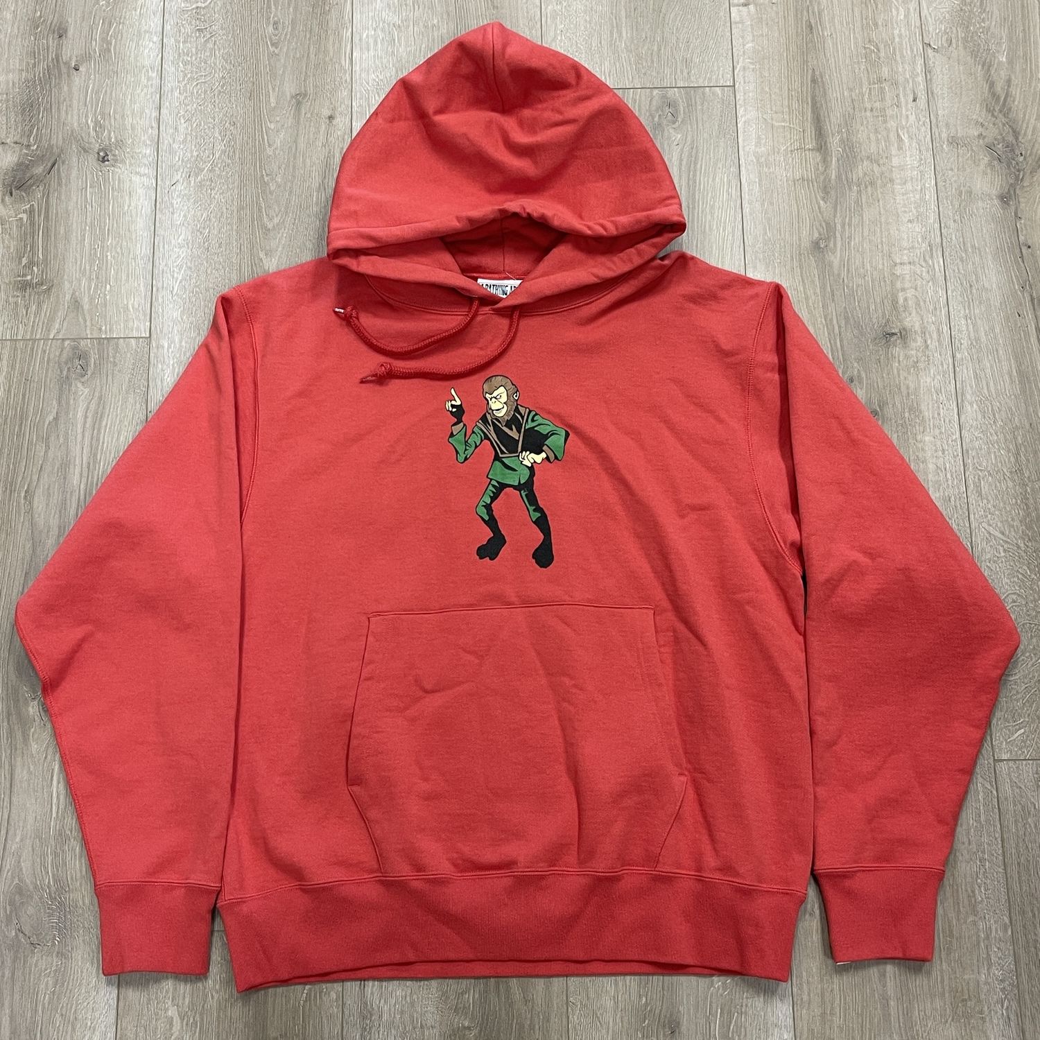 BAPE Ape Graphic Relaxed Fit Pullover Hoodie Red size Large Pre-Owned