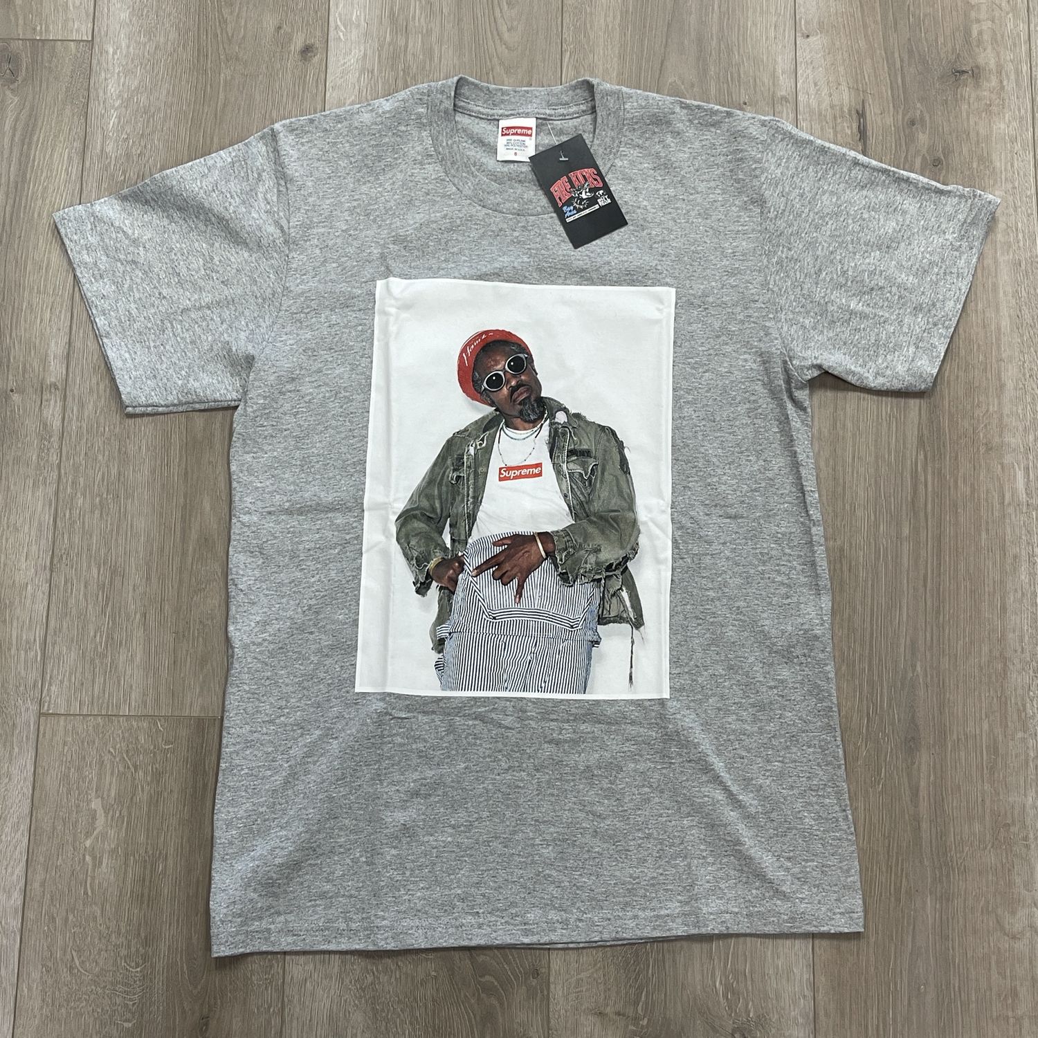 Supreme André 3000 Tee Heather Grey size Small Pre-Owned
