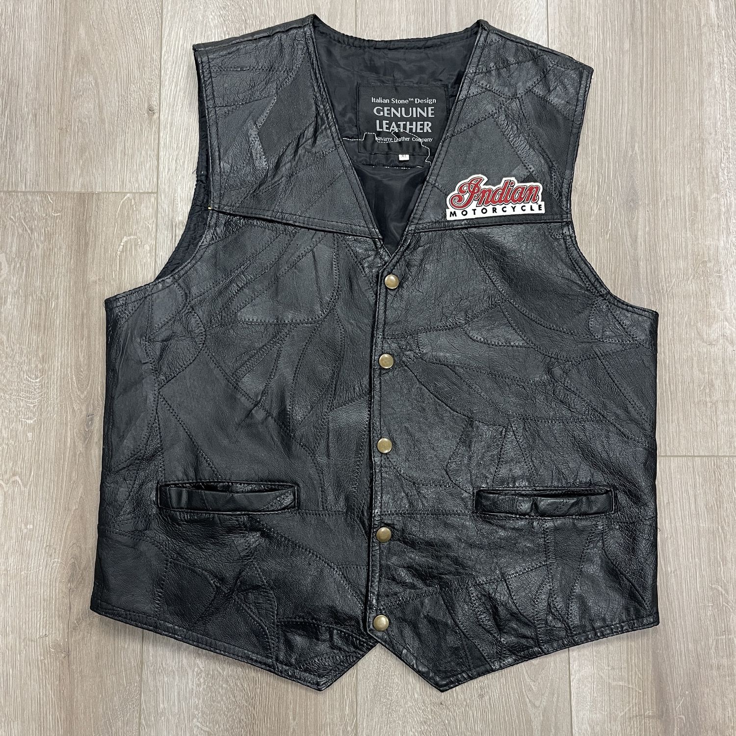Genuine Leather Biker Vest Indian Motorcycle Size XL Pre-Owned