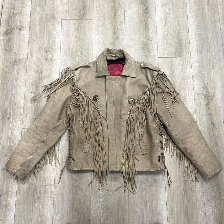 Indian Motorcycles Fringe Leather Jacket size Large Pre-Owned