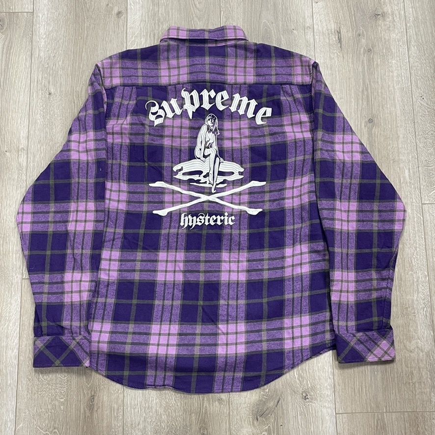 SS21 Supreme HYSTERIC GLAMOUR Plaid Flannel Shirt Purple size Medium Pre-Owned