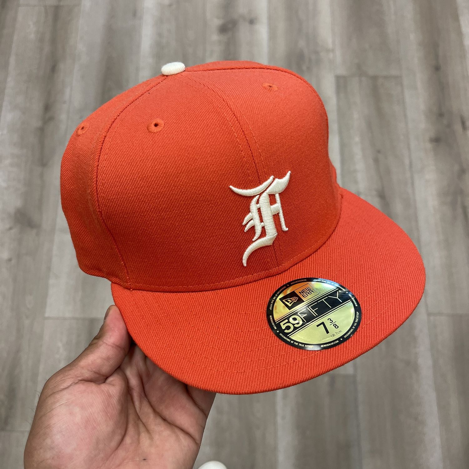 Fear Of God Orange Fitted Hat Size 7 3/8 Pre-Owned