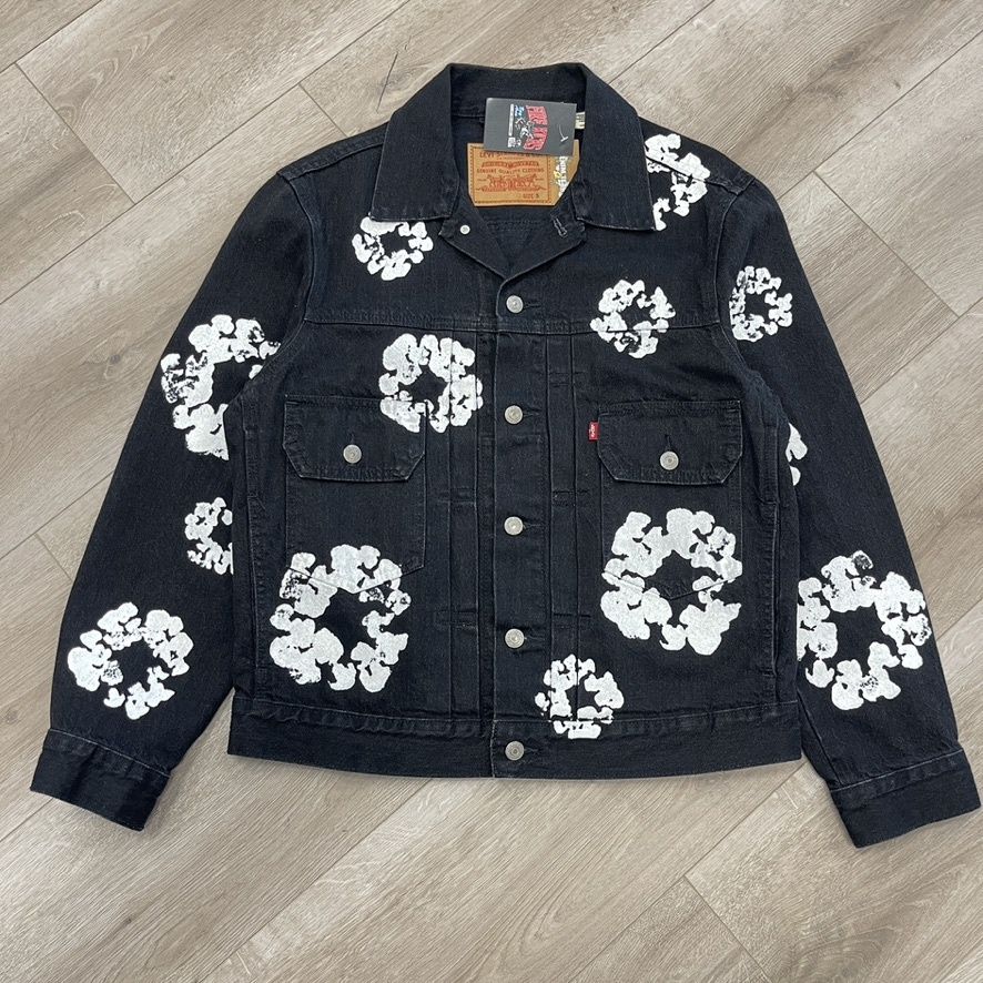 Denim Tears Levis Black Trucker Jacket Size Small Pre-Owned