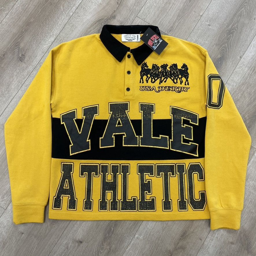 Vale Athletic Rugby Polo Yellow Black Size Small Pre-Owned