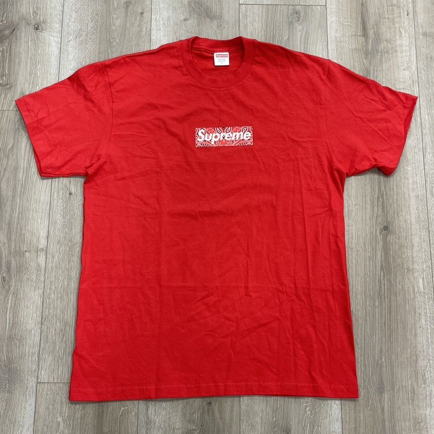 FW19 Supreme Bandana Box Logo Tee Red size Large Pre-Owned