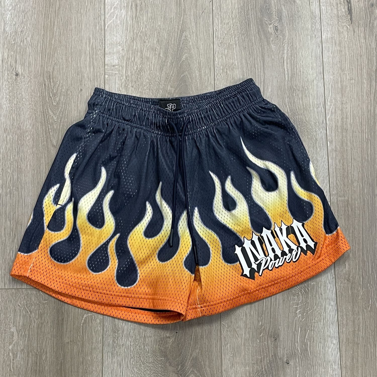 Inaka Power Orange Flame Mesh Shorts Size Small Pre-Owned