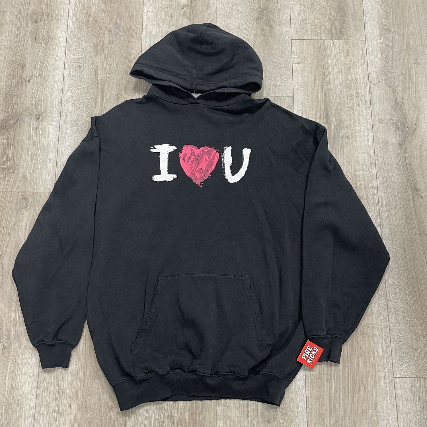 Balenciaga I Love U Hoodie Black size XS Oversized Pre-Owned