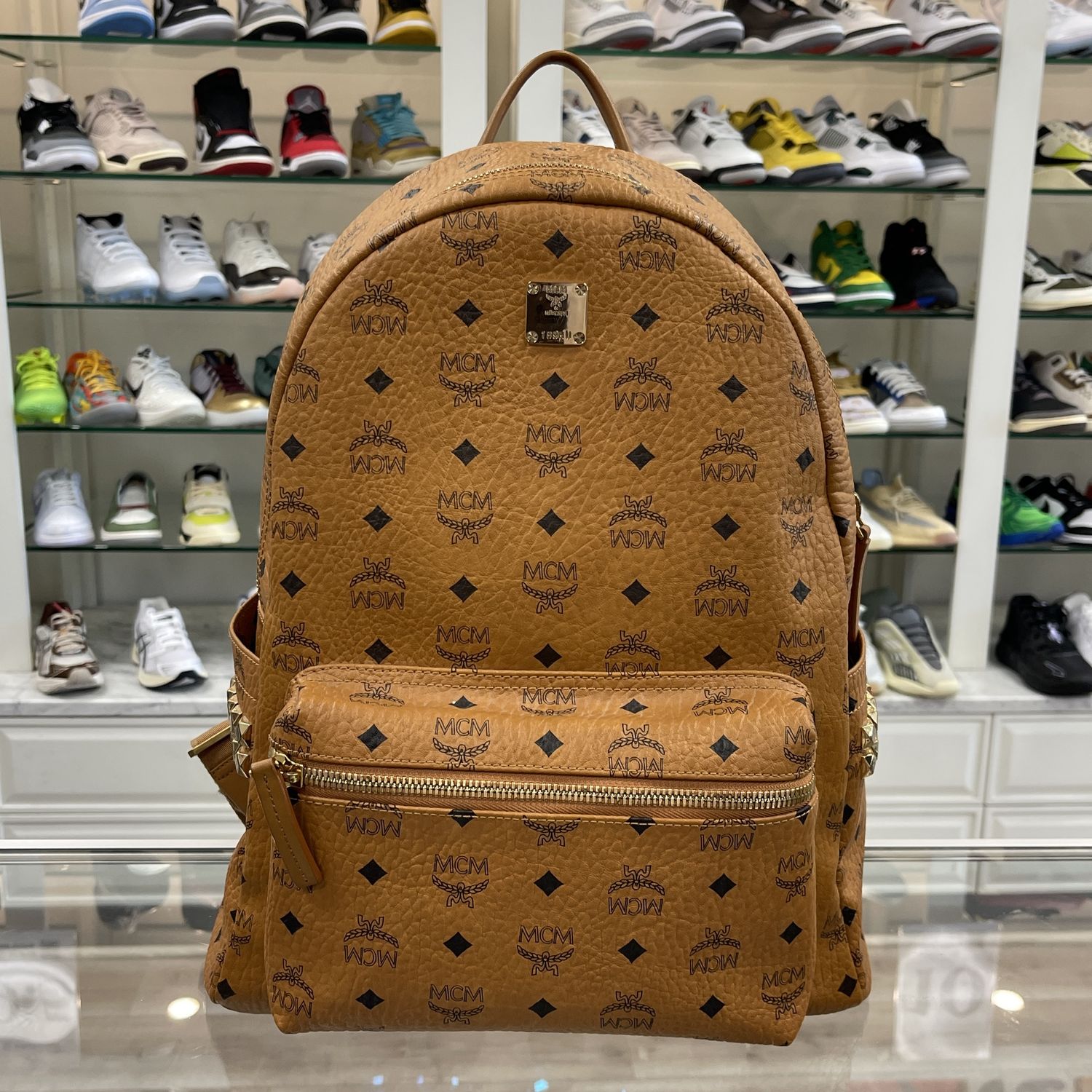 MCM Stark Side Studs Backpack in Visetos Large, Accessory Size: OSFA, Product Condition: Pre-Owned