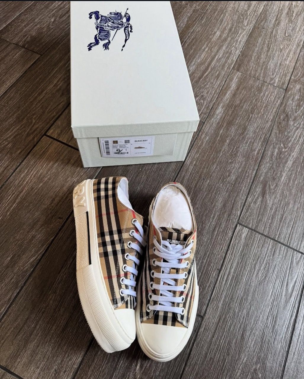 Burberry Vintage Check Cotton Sneakers Archive Beige White • Pre-Owned, Product Condition: Pre-Owned, Shoe Size: US M 9