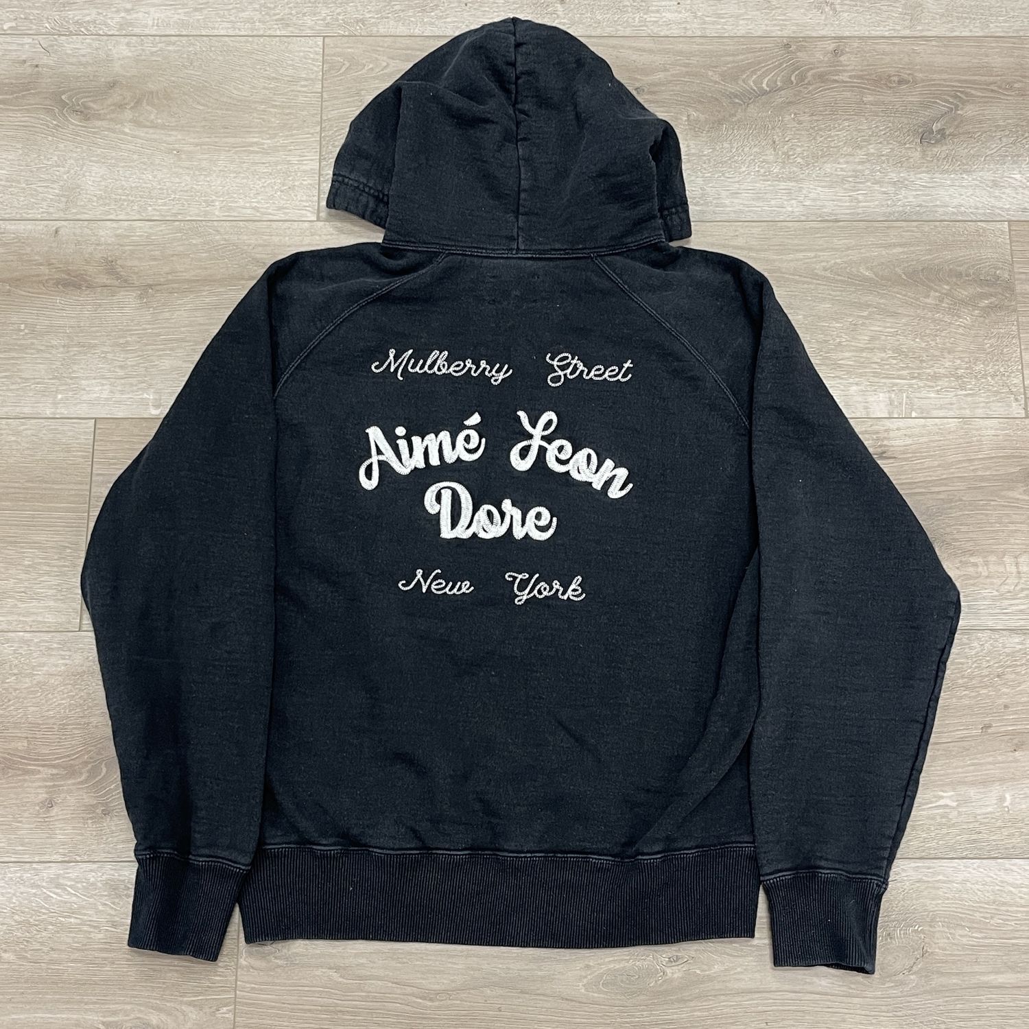 SS22 Aime Leon Dore Chain Stitch Hoodie Black size Medium Pre-Owned