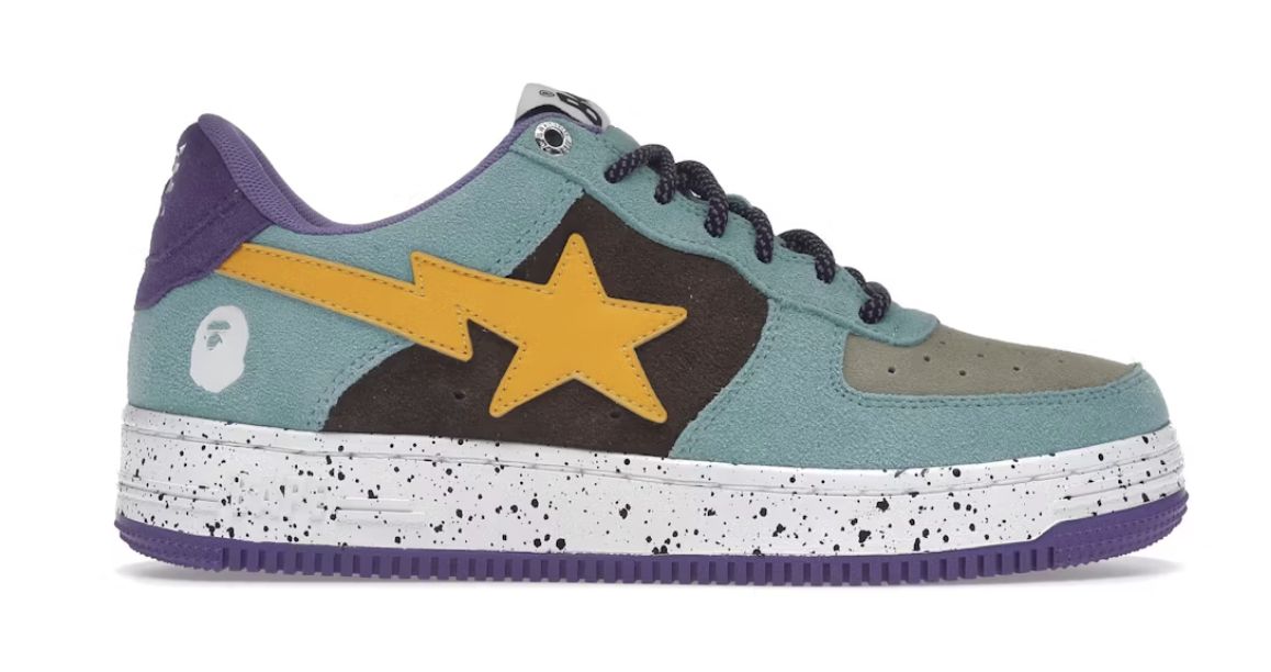 A Bathing Ape Bape Sta Teal Brown Yellow Suede - Brand New