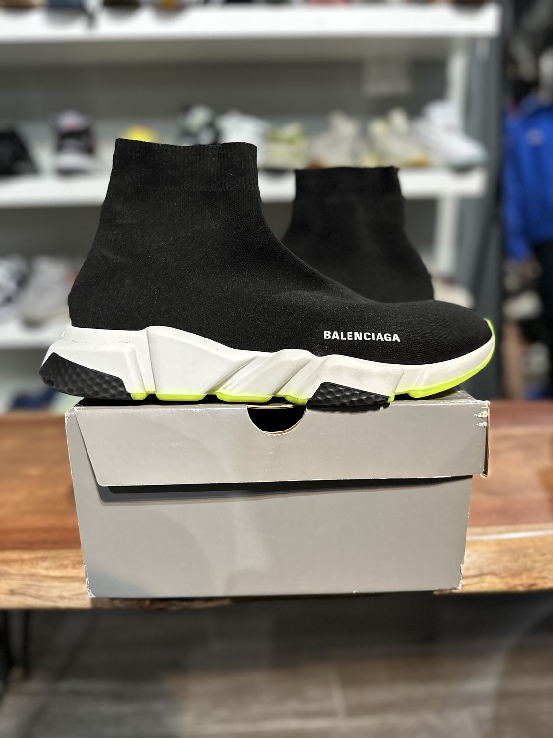 Balenciaga Speed Fluo Yellow Sole - Pre-Owned, Product Condition: Pre-Owned, Shoe Size: US M 14