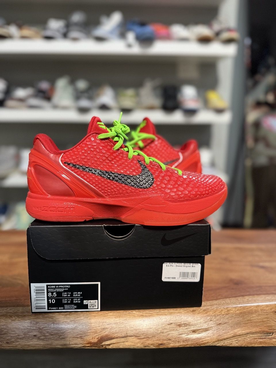 Nike Kobe 6 Protro Reverse Grinch • Pre-Owned, Shoe Size: US M 8.5, Product Condition: Pre-Owned