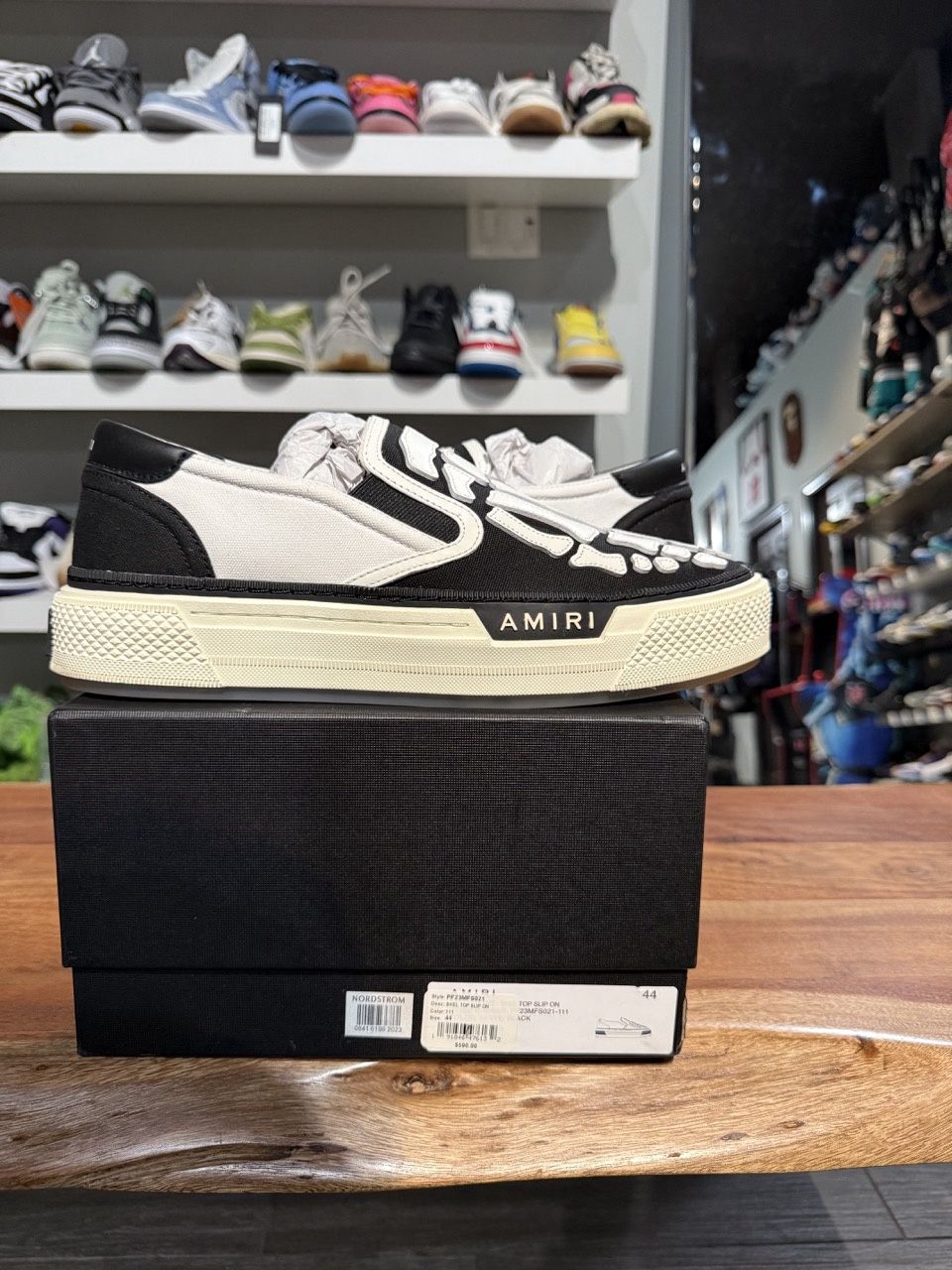 Amiri Skel Top Slip-On Black White - Pre-Owned, Product Condition: Pre-Owned, Shoe Size: US M 11