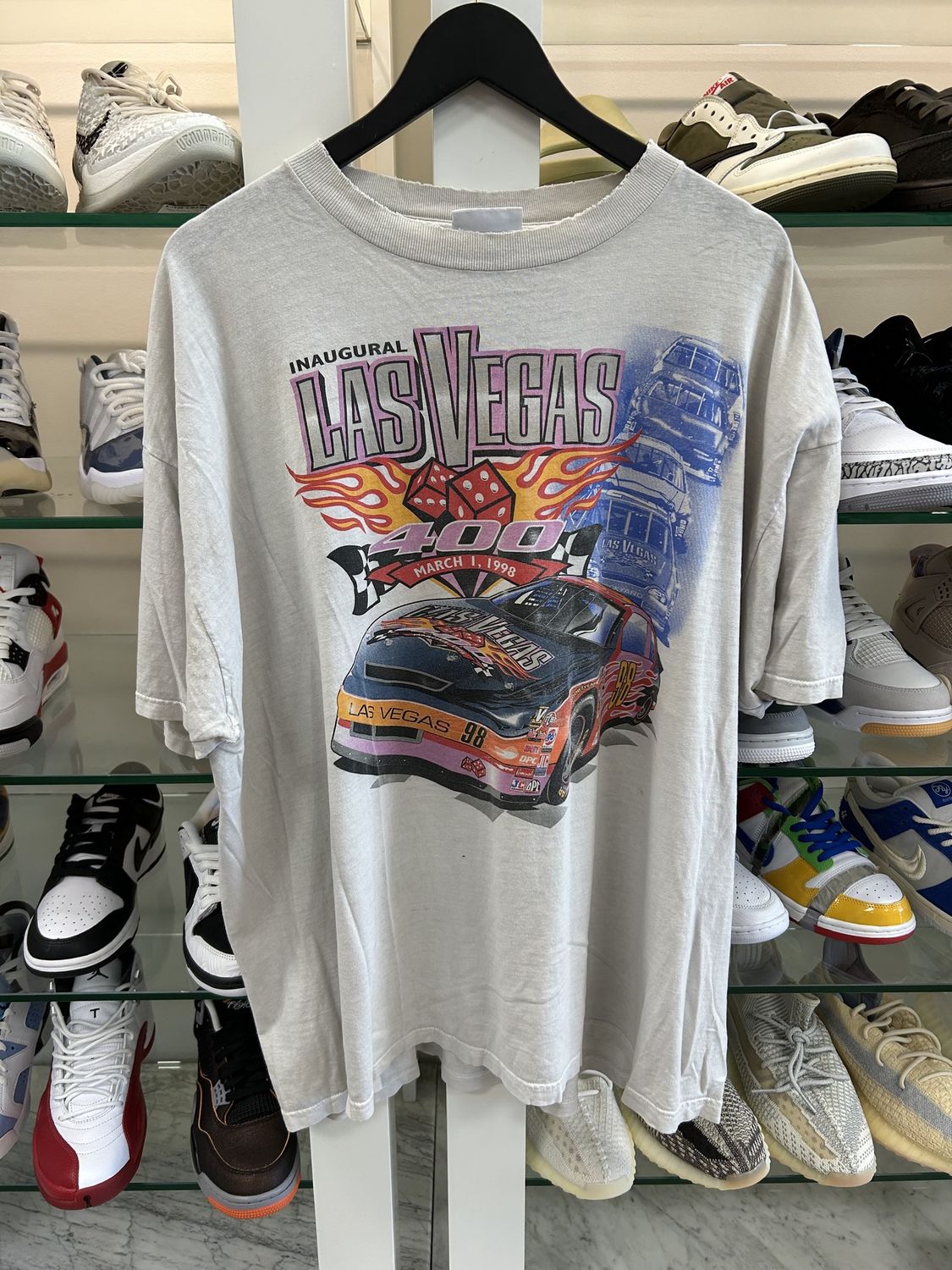 Vtg LAS VEGAS 400 Shirt  White 1998 Inaugural Race 90s