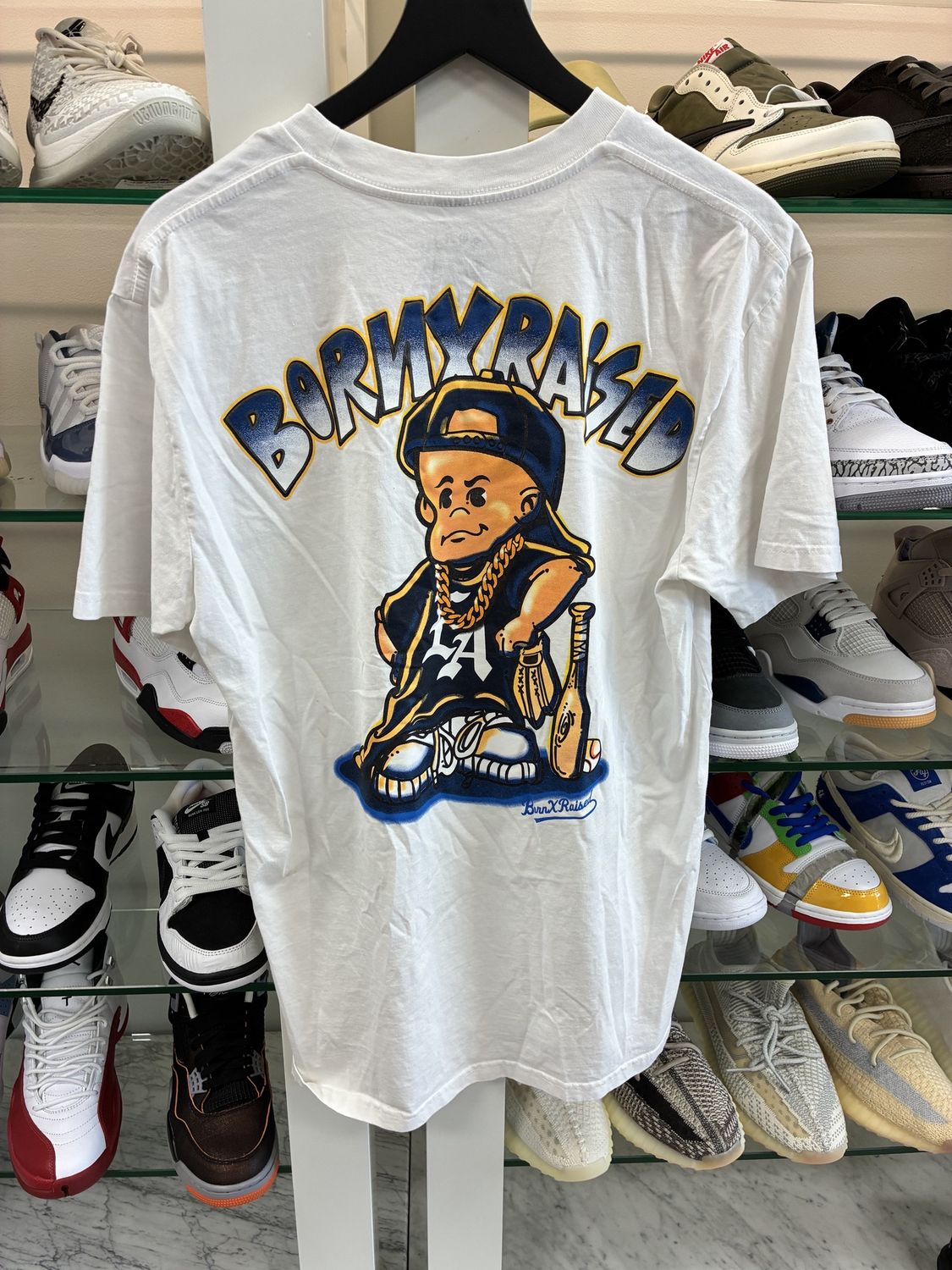 Born x Raised Men&#39;s White T-shirt, Shoe Size: L, Product Condition: Pre-Owned