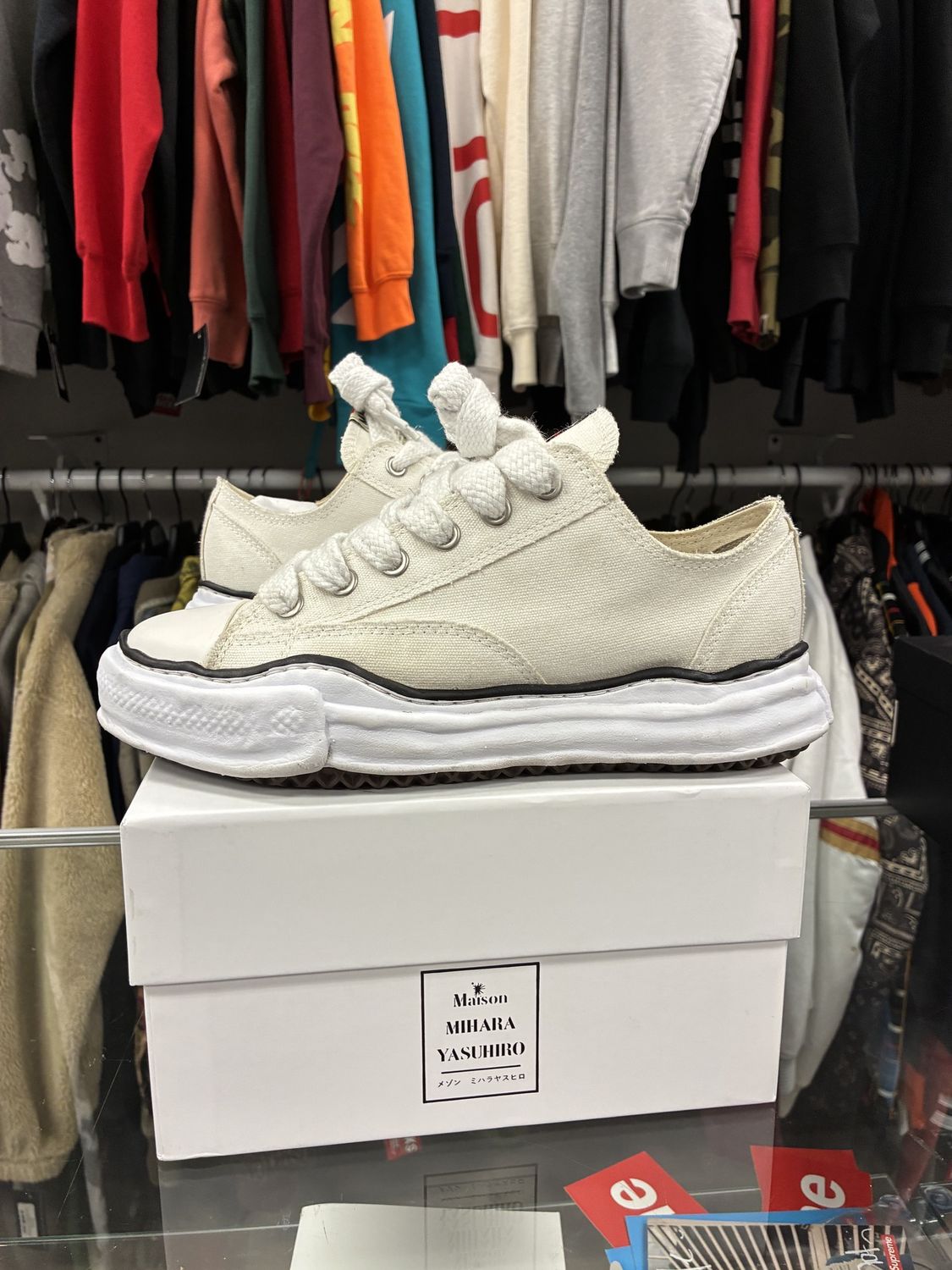 Maison Mihara Yasuhiro Peterson OG Sole Canvas Low White - Pre-Owned, Product Condition: Pre-Owned, Shoe Size: US M 8