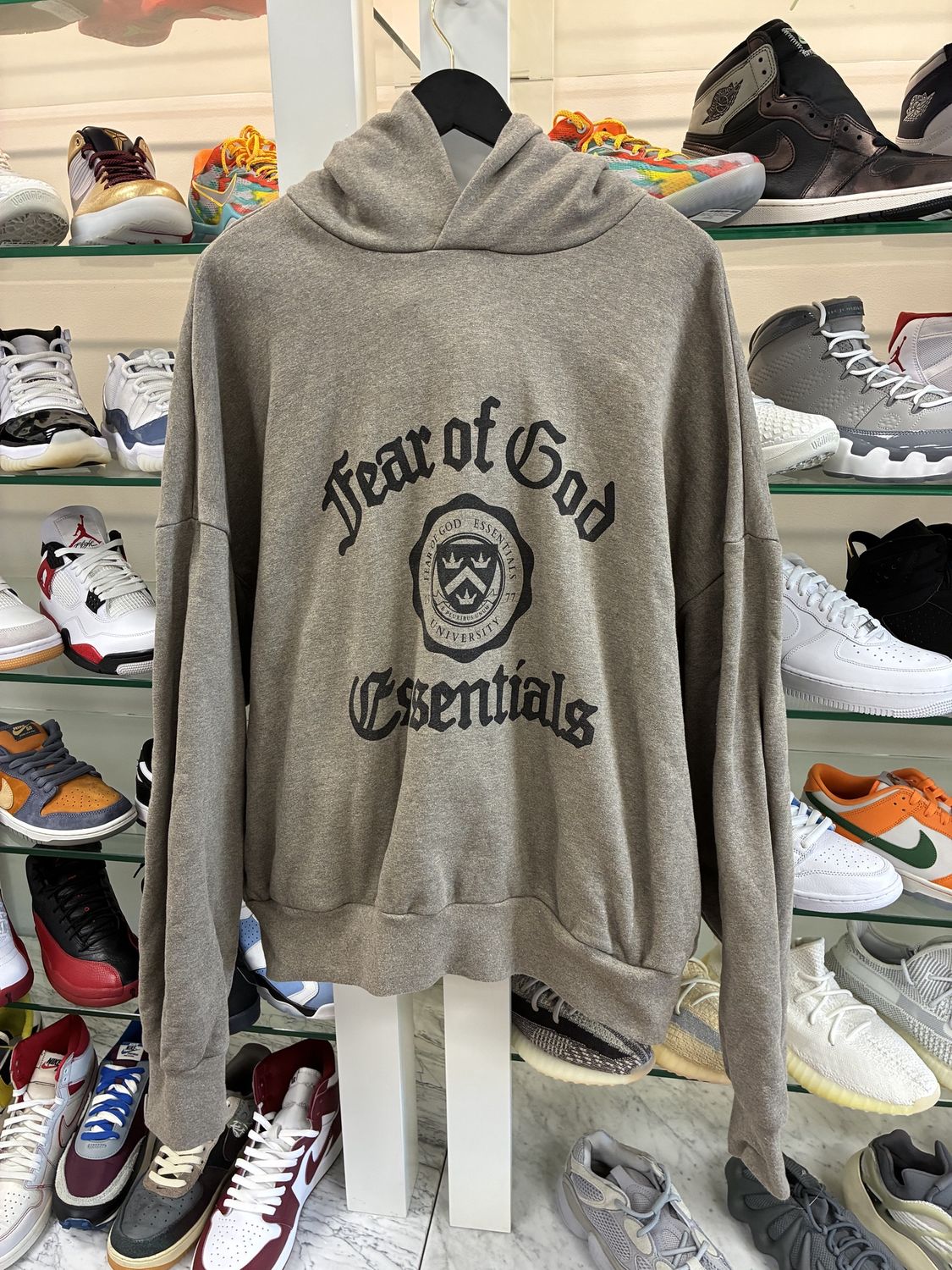 Fear of God Essentials Heather Grey Heavy Fleece Vintage Hoodie - Pre-Owned, Clothing Size: XXL, Product Condition: Pre-Owned