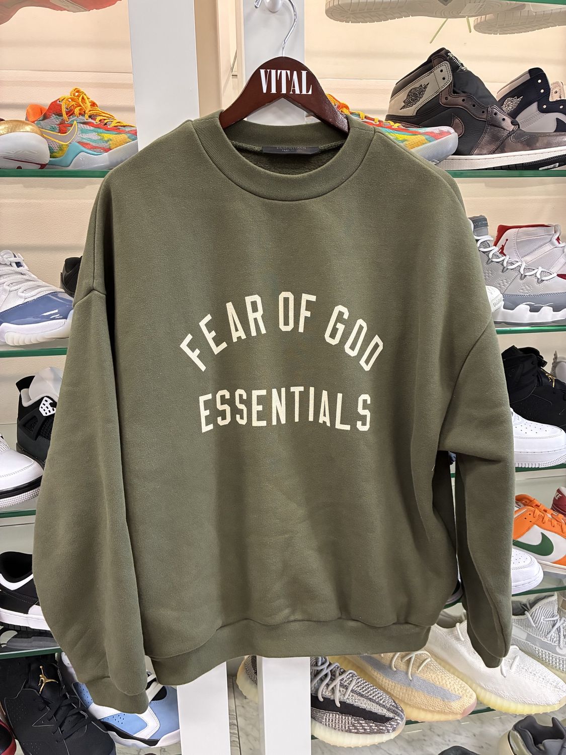 Fear of God Essentials Military Fleece Crew Neck Sweatshirt - Pre-Owned, Clothing Size: S, Product Condition: Pre-Owned
