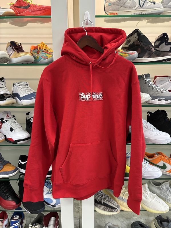 Supreme Bandana Box Logo Hooded Sweatshirt Red - New