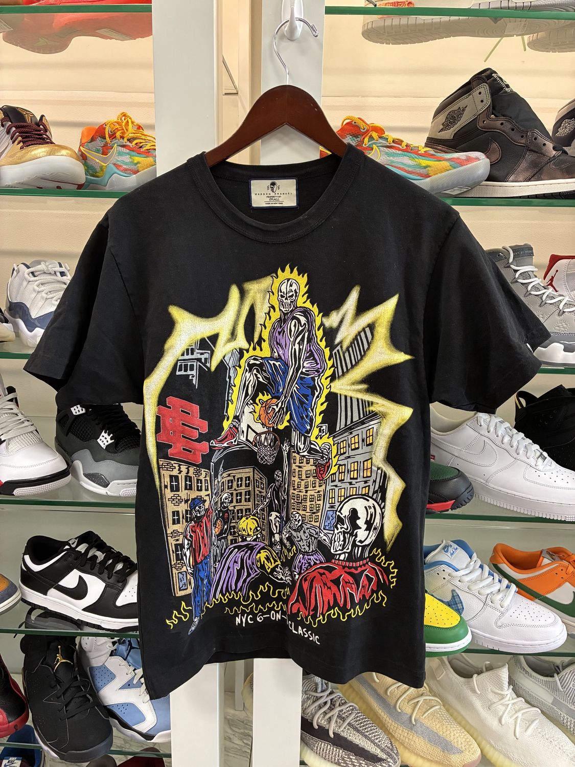 Eric Emanuel x Warren Lotas Jump Shot Tee Black - Pre-Owned, Clothing Size: S