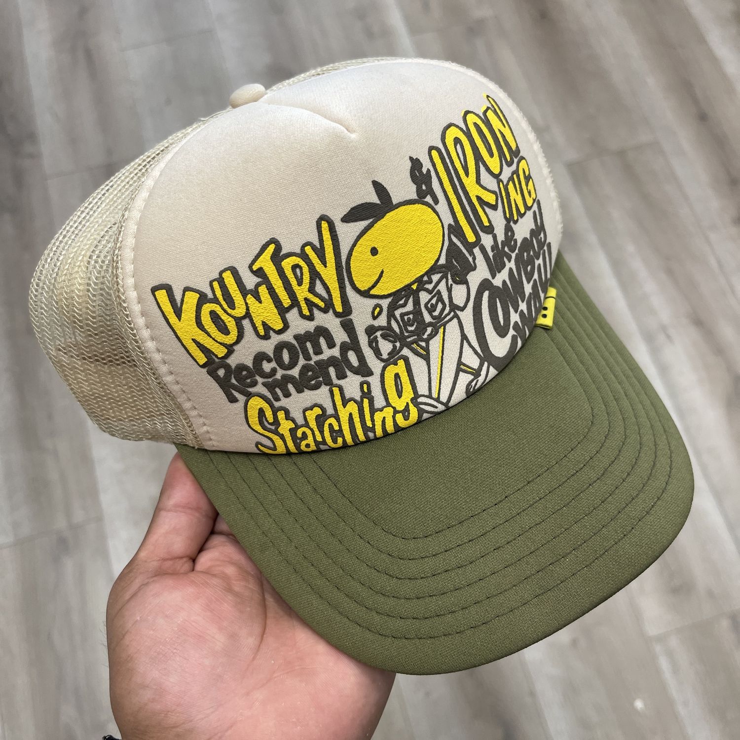 Kapital Coneycowbowy Trucker Cap &#39;Ecru/Dark Green&#39; - Pre-Owned