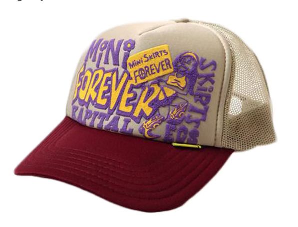 Kapital Legs Mini Skirts Forever Trucker Hat Beige/Burgundy - Pre-Owned