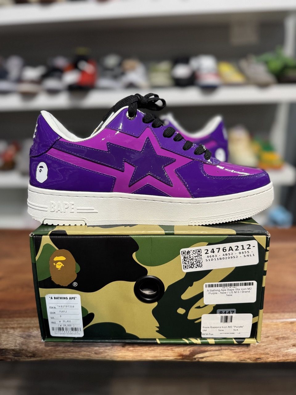 A Bathing Ape Bape Sta Icon M2 Purple - • Pre-Owned, Product Condition: Pre-Owned, Shoe Size: US M 9