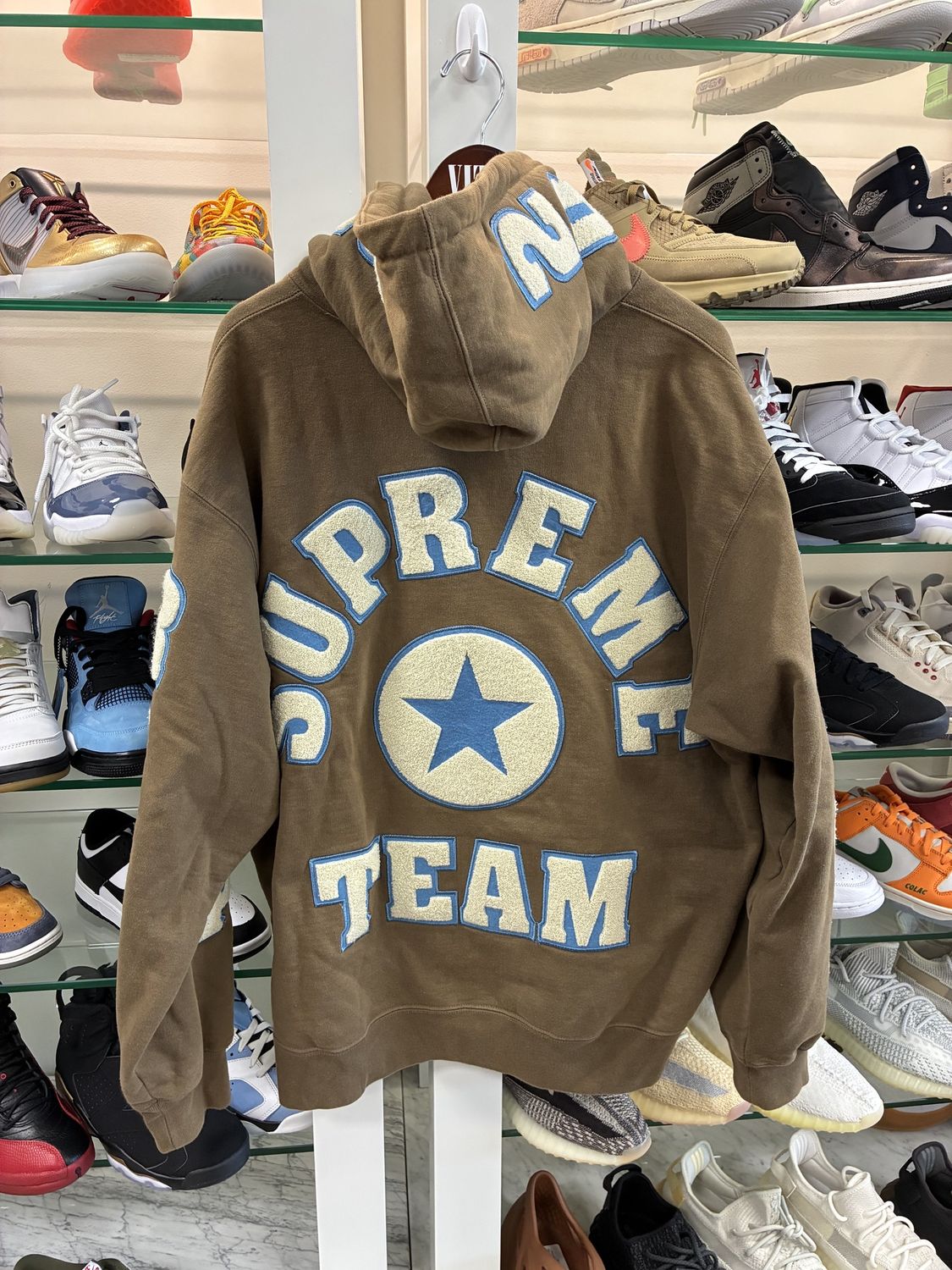 Supreme Team Chenille Hooded Sweatshirt 2022 &#39;Olive Brown&#39; - Pre-Owned, Clothing Size: XL, Product Condition: Pre-Owned