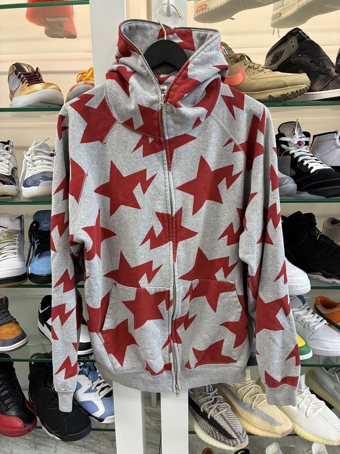 2006 Bape grey/red bapesta Star hoodie - Pre-Owned, Clothing Size: XL, Product Condition: Pre-Owned