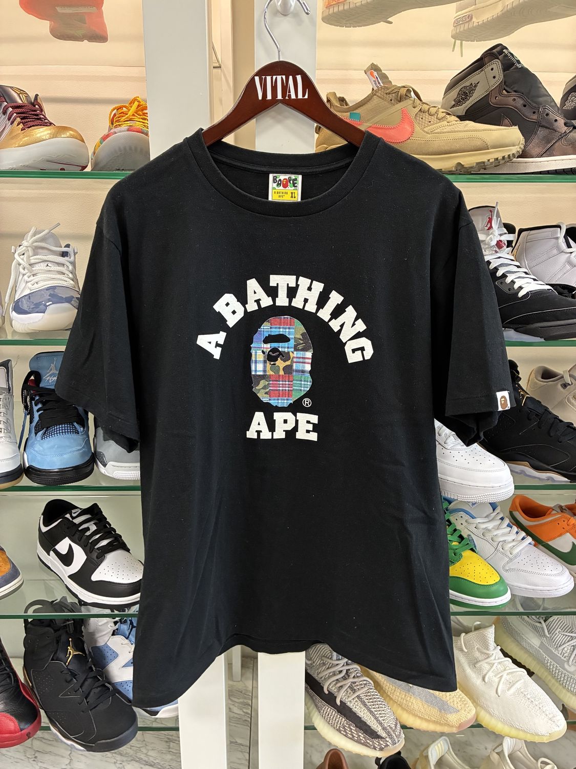 BAPE Patchwork College Tee, Clothing Size: XL, Product Condition: Pre-Owned